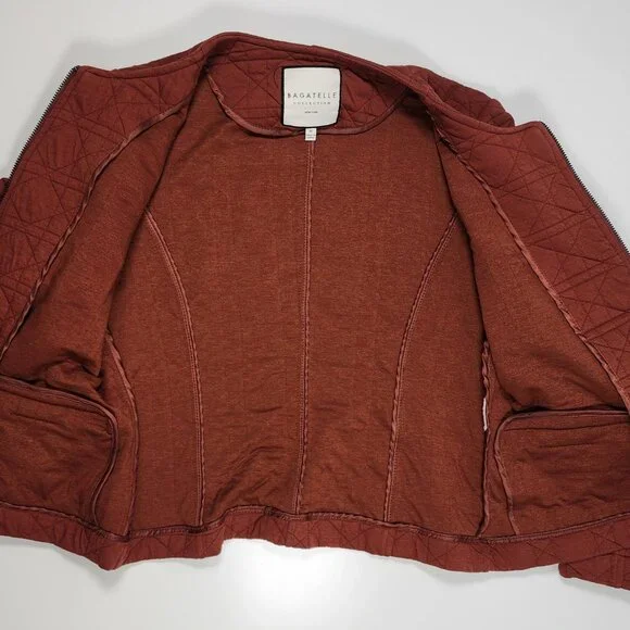 Bagatelle Collection Quilted Jacket Rust Zip Front Size M - Picture 9 of 11